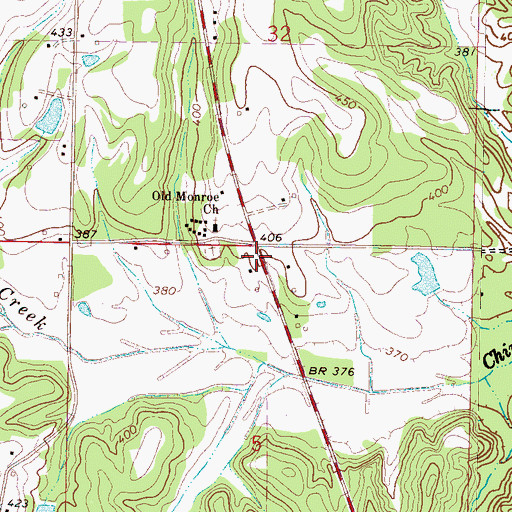 Topographic Map of Monroe (historical), MS