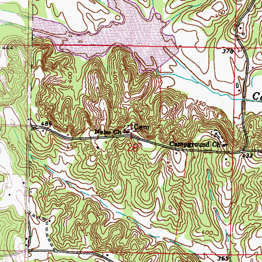 Topographic Map of Mount Nebo School (historical), MS