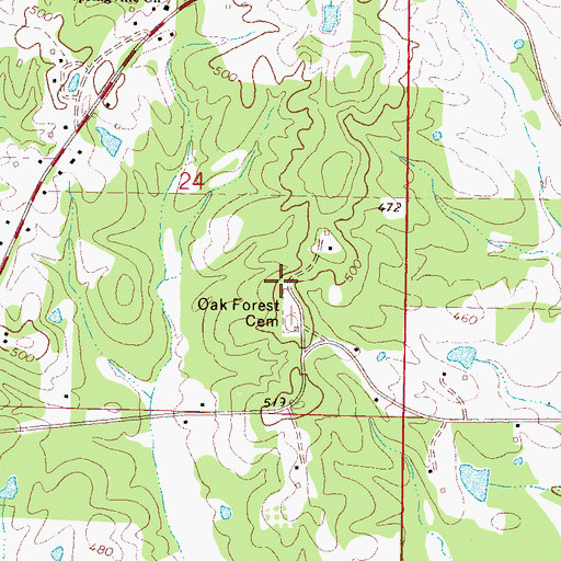 Topographic Map of Oak Forest School (historical), MS