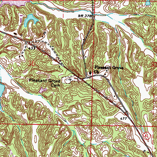 Topographic Map of Pleasant Grove (historical), MS