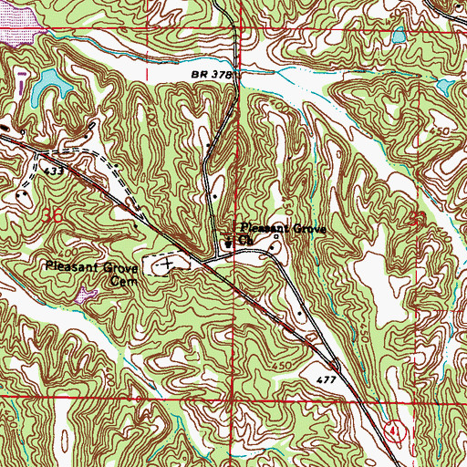 Topographic Map of Pleasant Grove School (historical), MS