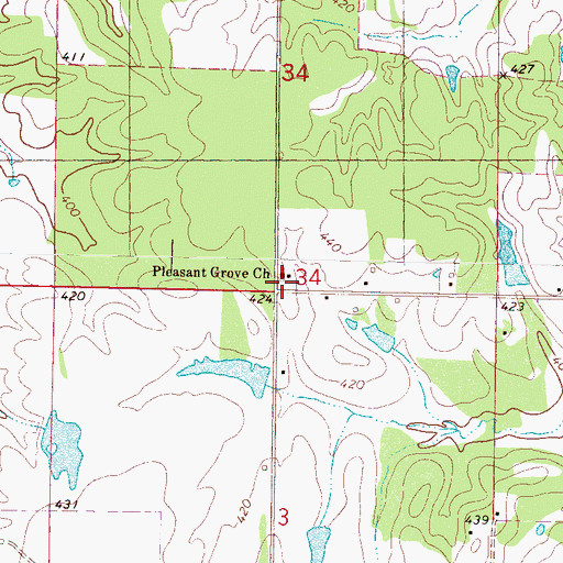 Topographic Map of Pleasant Grove School (historical), MS