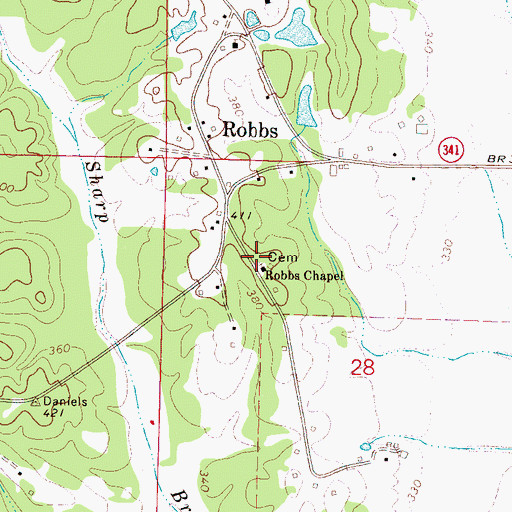 Topographic Map of Robbs Chapel School (historical), MS