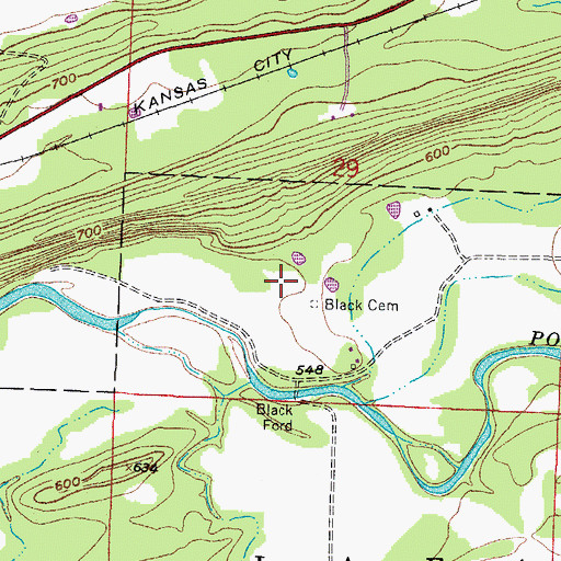 Topographic Map of Black Cemetery, AR
