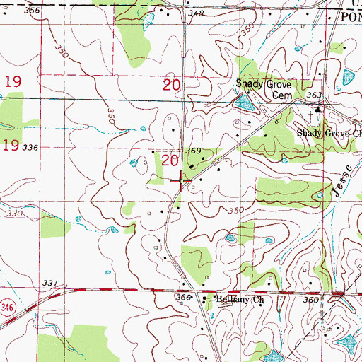 Topographic Map of Rocky Ford, MS