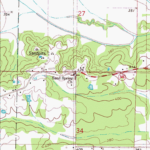 Topographic Map of Sand Springs School (historical), MS