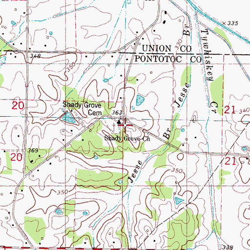 Topographic Map of Shady Grove School (historical), MS