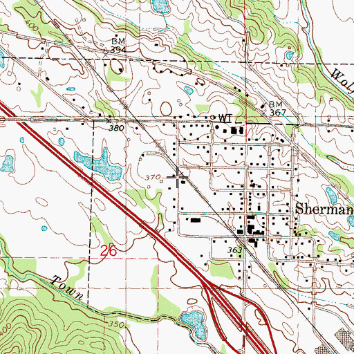 Topographic Map of Sherman Church of Christ, MS