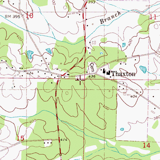 Topographic Map of Thaxton United Methodist Church, MS