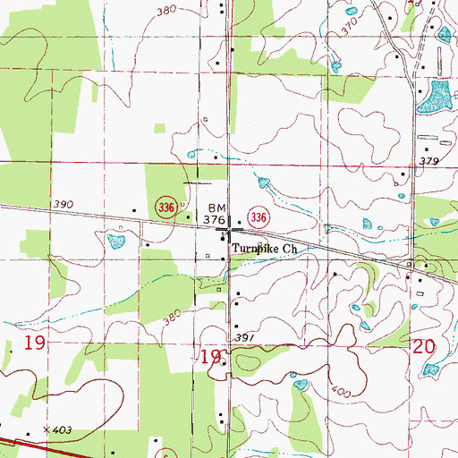 Topographic Map of Turnpike, MS