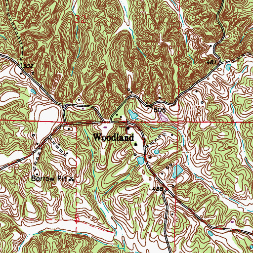 Topographic Map of Woodland Baptist Church, MS