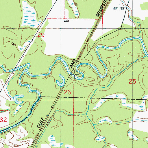 Topographic Map of Dicks Ferry (historical), MS