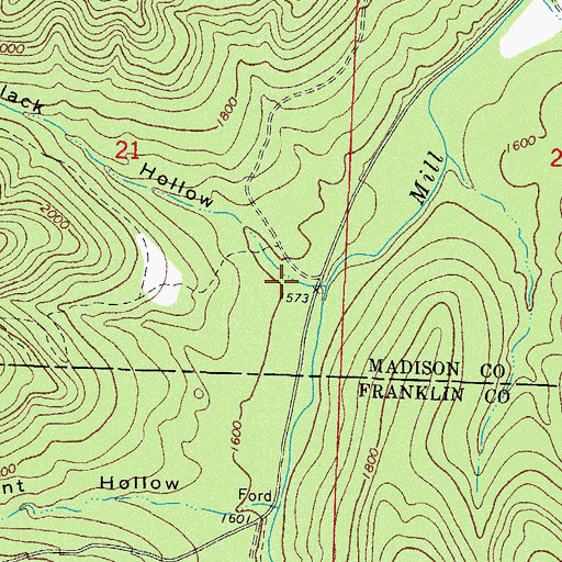 Topographic Map of Black Hollow, AR