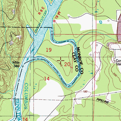 Topographic Map of Horseshoe Bend, MS