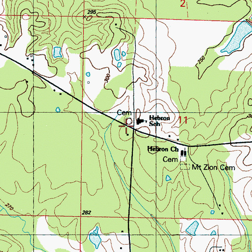 Topographic Map of Methodist Cemetery, MS