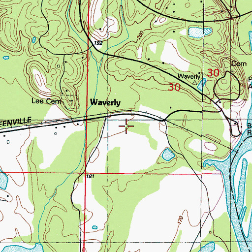 Topographic Map of Pitchlynn Cemetery, MS