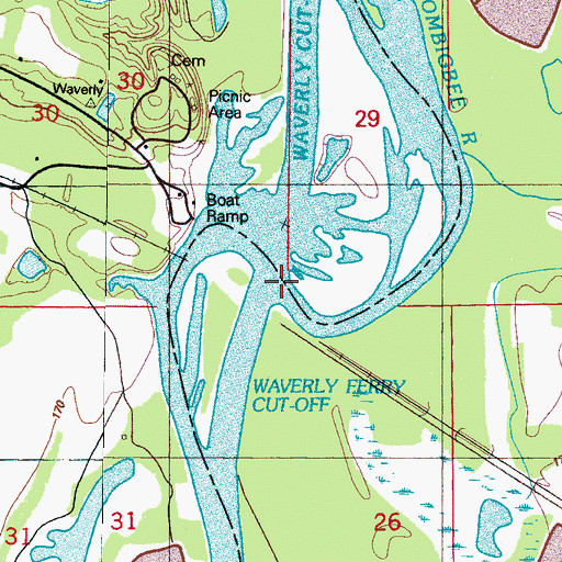 Topographic Map of Pitchlynns Ford (historical), MS