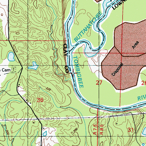 Topographic Map of Vinton Ferry (historical), MS