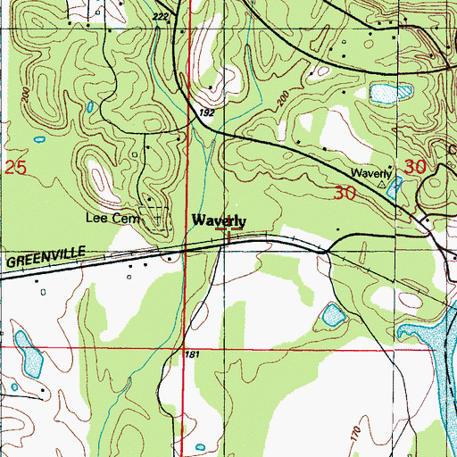 Topographic Map of Young Chapel (historical), MS
