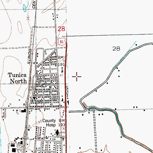 Topographic Map of Tunica-Rosa Fort High School, MS