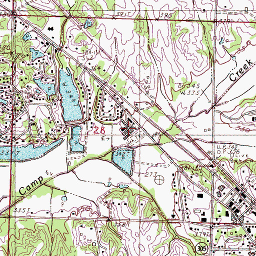 Topographic Map of Olive Branch Middle School, MS