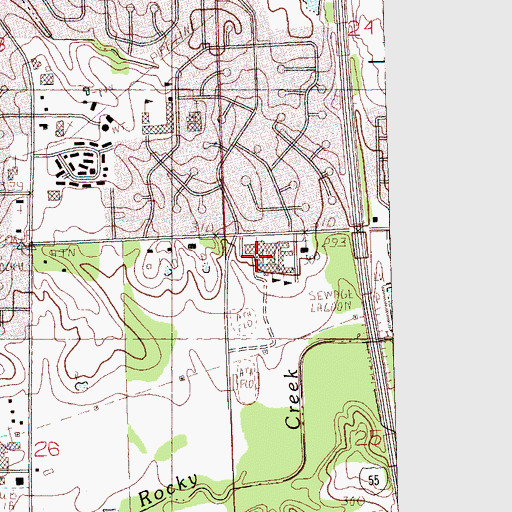 Topographic Map of Southaven High School, MS