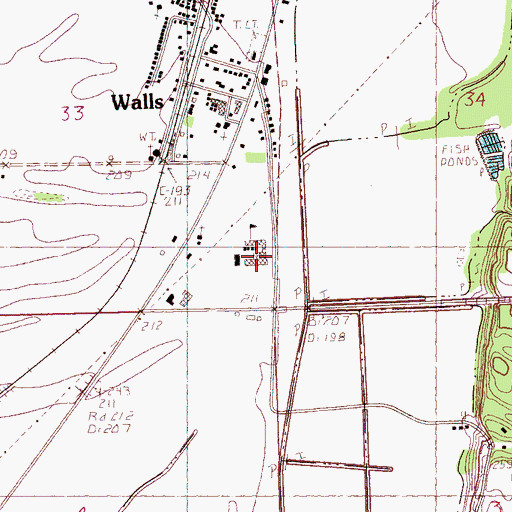 Topographic Map of Walls Elementary School, MS