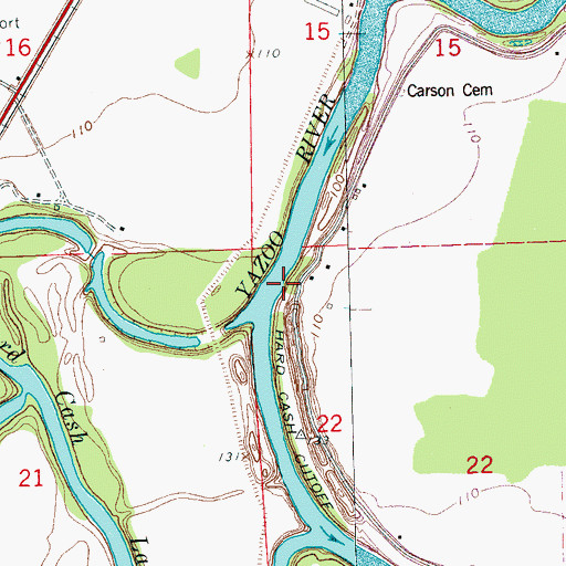 Topographic Map of Bridges Landing (historical), MS