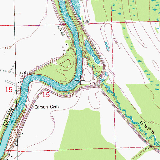 Topographic Map of Gun Bayou Landing (historical), MS