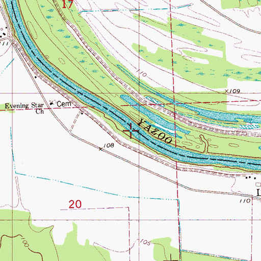 Topographic Map of Hendricks Landing (historical), MS