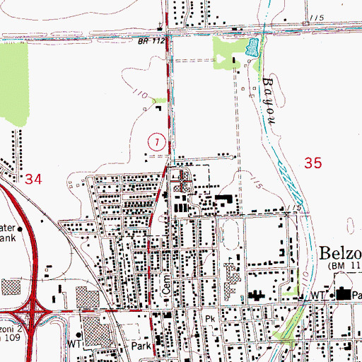 Topographic Map of Humphreys County Elementary School, MS