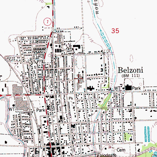 Topographic Map of Humphreys County High School, MS