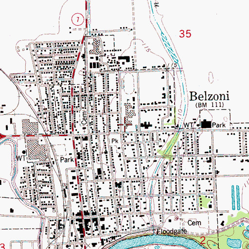 Topographic Map of Humphreys County Junior High School, MS