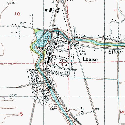 Topographic Map of Louise Attendance Center, MS