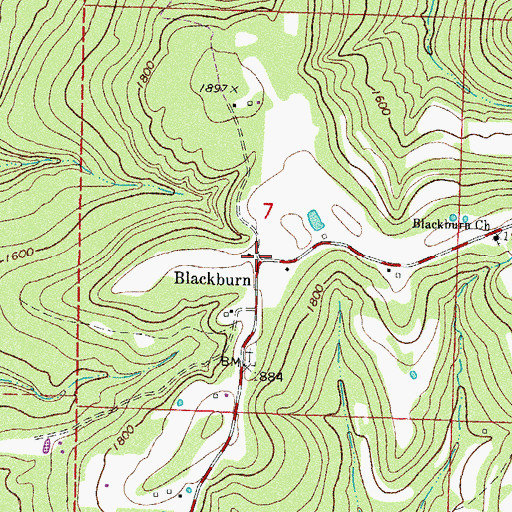 Topographic Map of Blackburn, AR