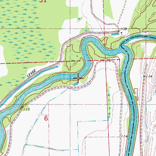 Topographic Map of Martins Landing (historical), MS