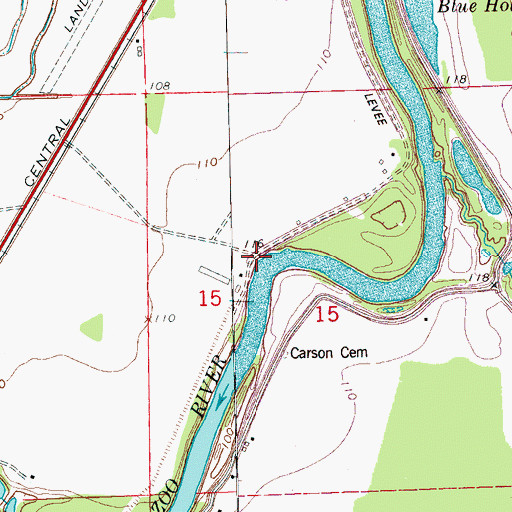 Topographic Map of Maxwells Landing (historical), MS