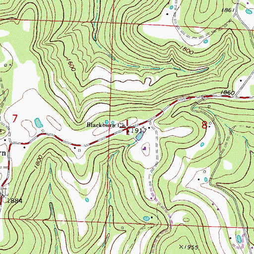 Topographic Map of Blackburn Church, AR
