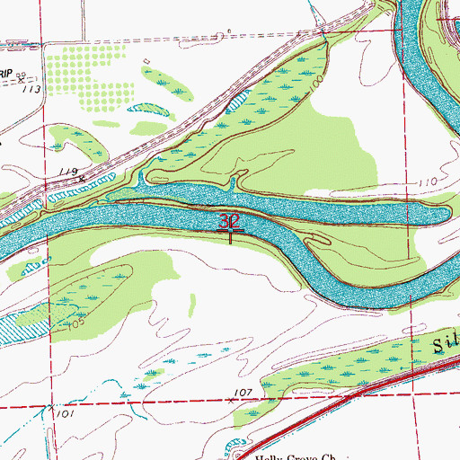 Topographic Map of Sheltonia Landing (historical), MS