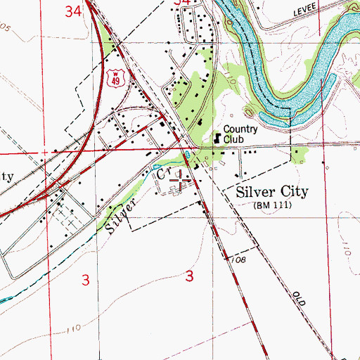 Topographic Map of Silver City Elementary School (historical), MS
