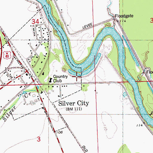 Topographic Map of Silver City Landing (historical), MS