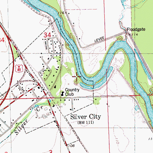 Topographic Map of Silver Creek Landing (historical), MS