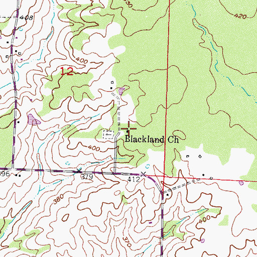 Topographic Map of Blackland Church, AR