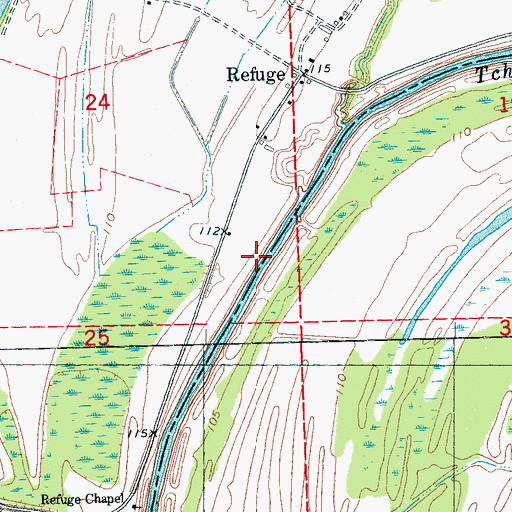 Topographic Map of Watsons Landing (historical), MS