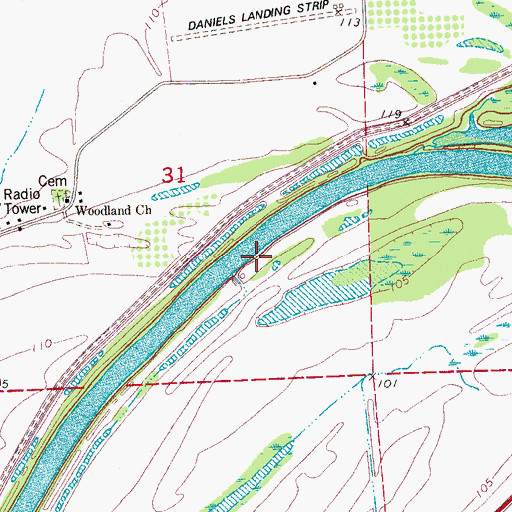 Topographic Map of Youngs Landing (historical), MS