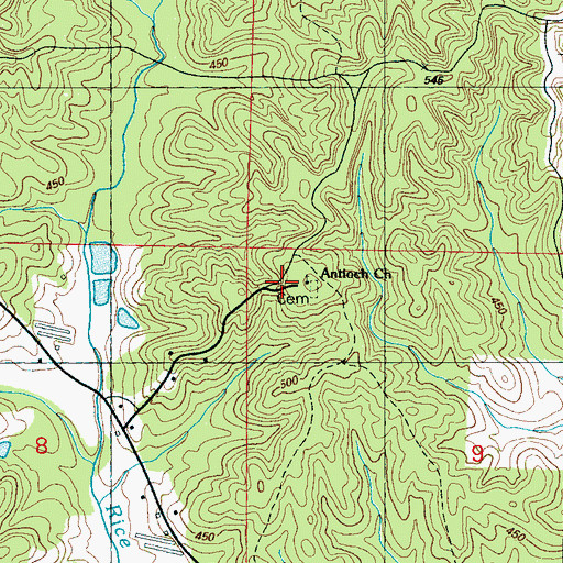 Topographic Map of Antioch Cemetery, MS