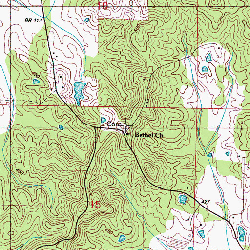 Topographic Map of Bethel Cemetery, MS