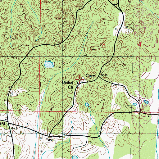 Topographic Map of Bethel Cemetery, MS