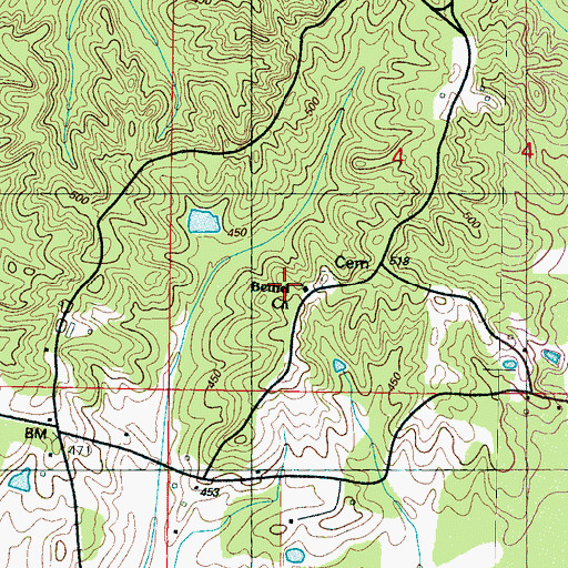 Topographic Map of Bethel School (historical), MS