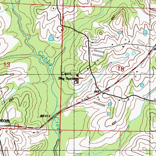 Topographic Map of Big Springs School (historical), MS